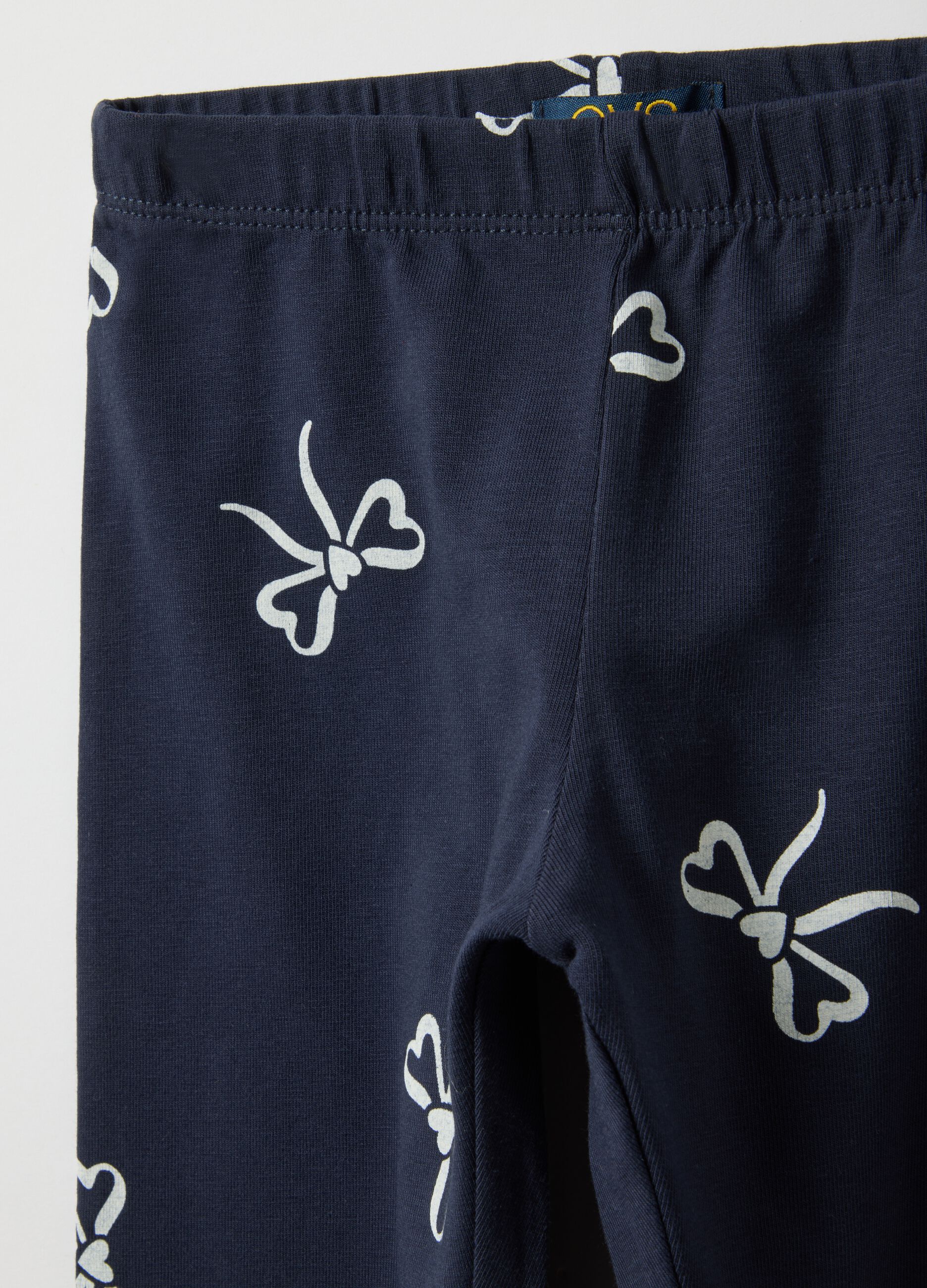 Blue skinny fit stretch cotton leggings for girls