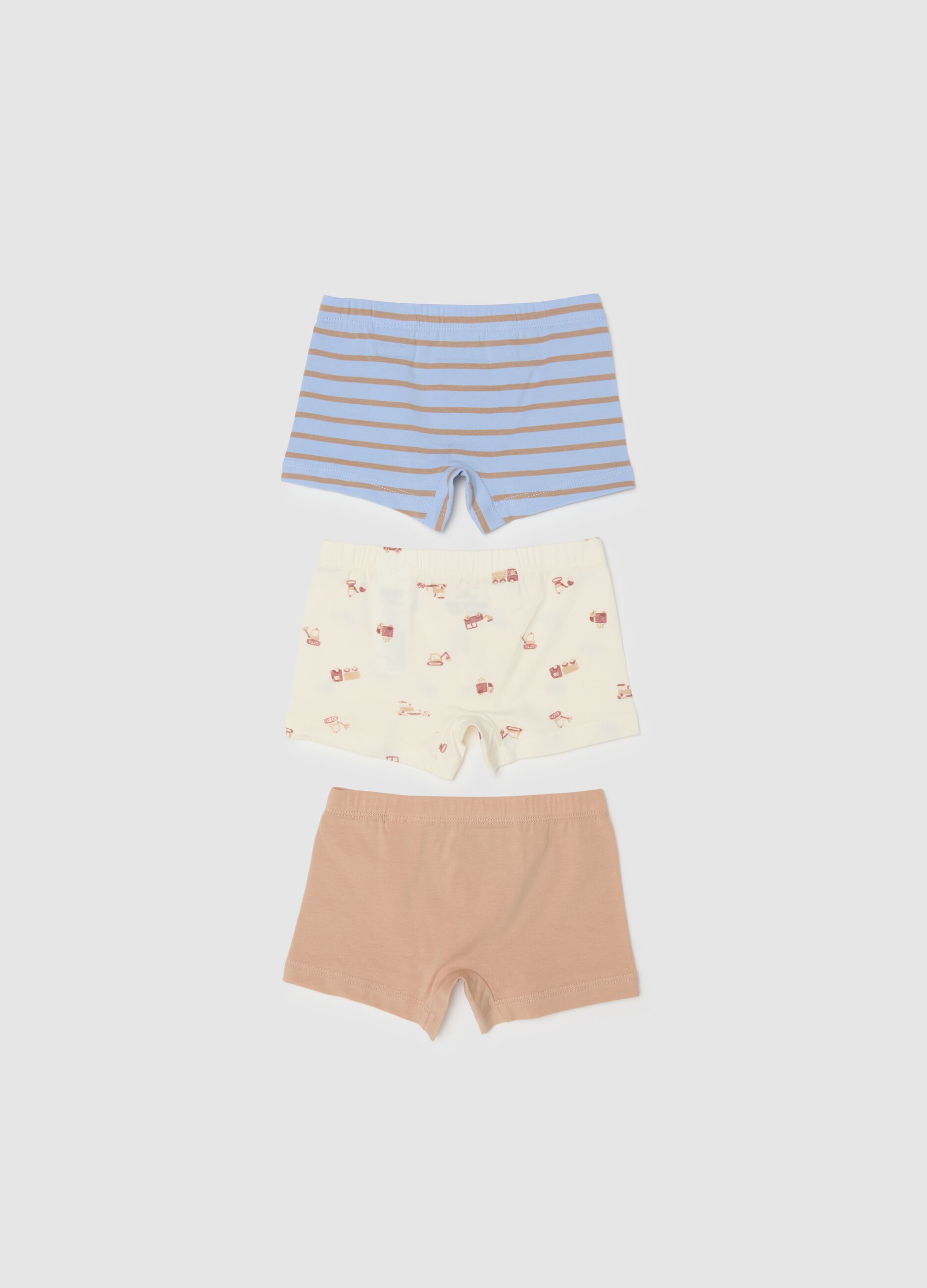 Tripack of multicolour cotton blend regular fit baby boxer shorts