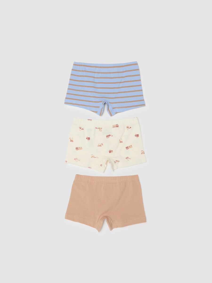Tripack boxer multicolor da neonato in misto cotone regular fit_1