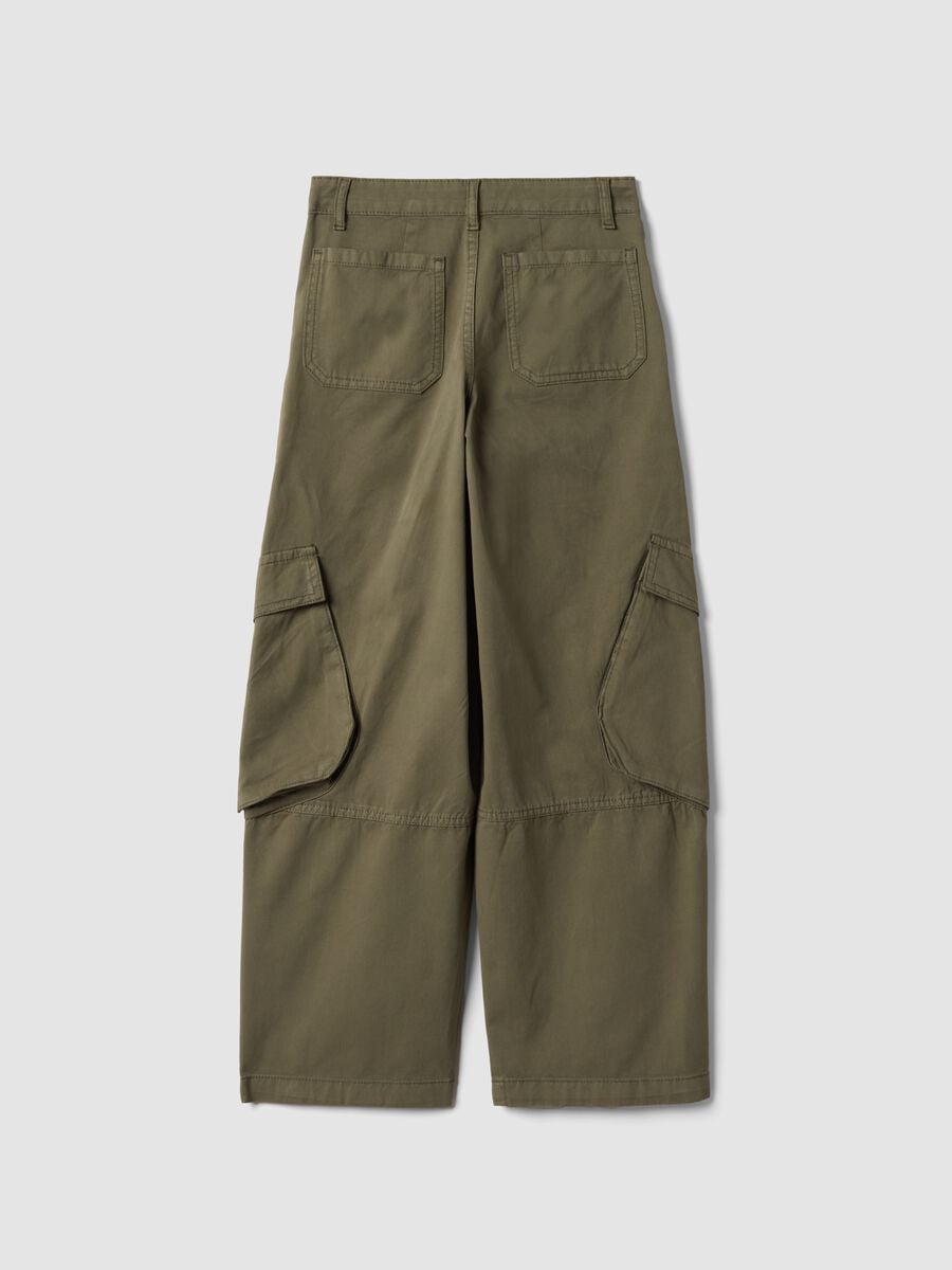 Girls&rsquo; green pure cotton straight-fit cargo trousers_5
