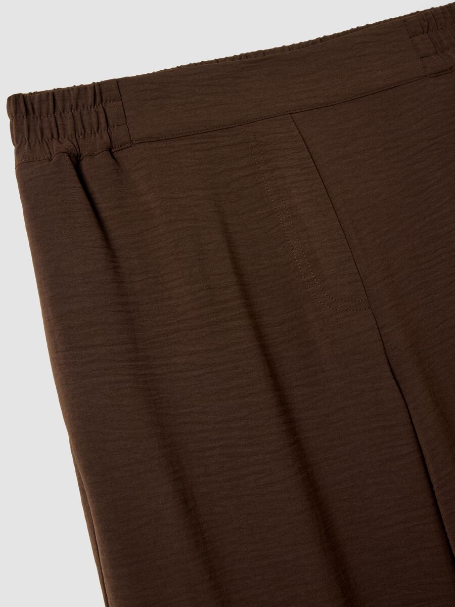 Pantaloni marroni con vita elasticizzata wide leg_5