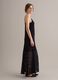 Long black crochet dress with V-neck, regular fit_1