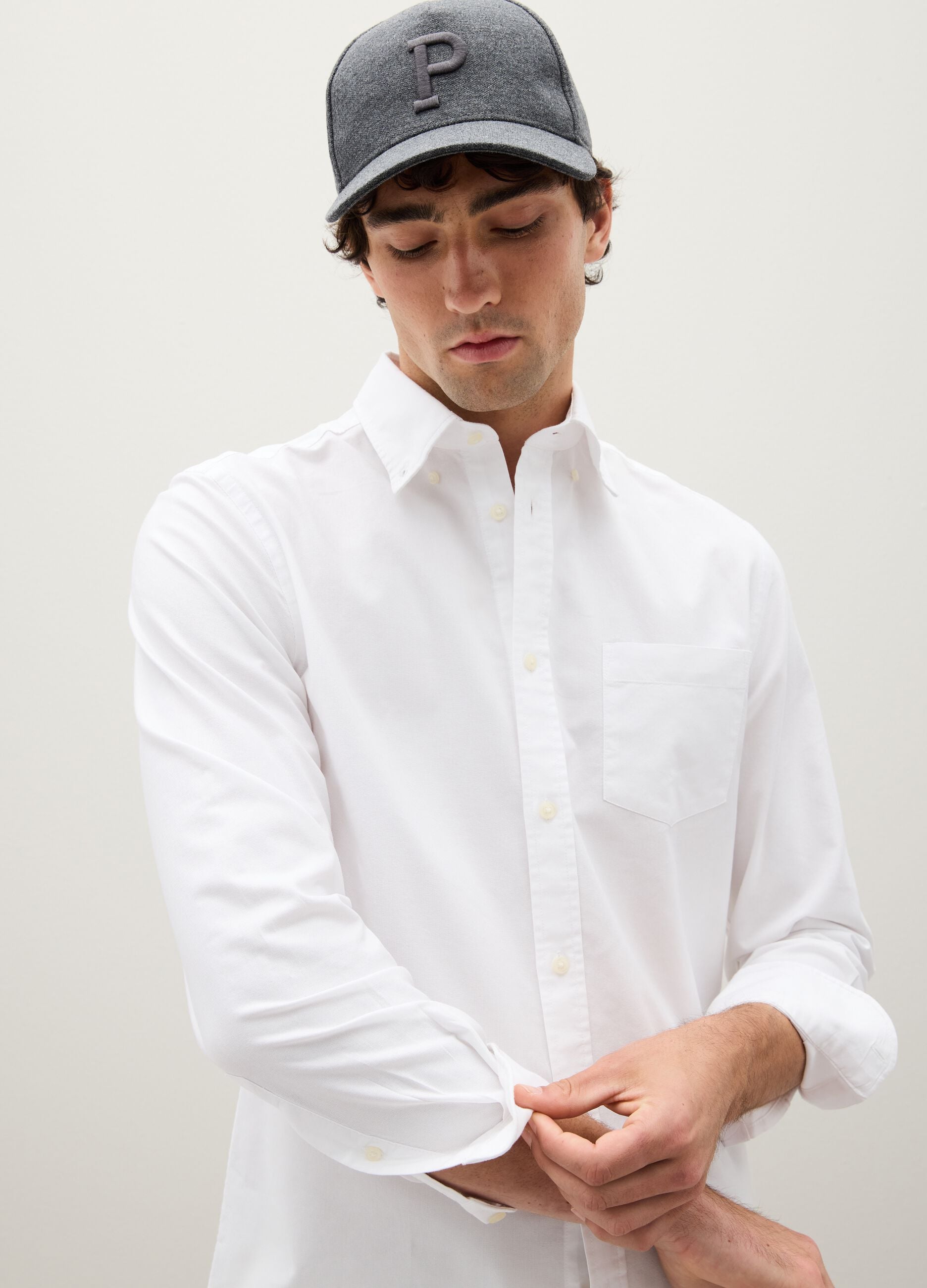 Oxford cotton shirt with button-down collar