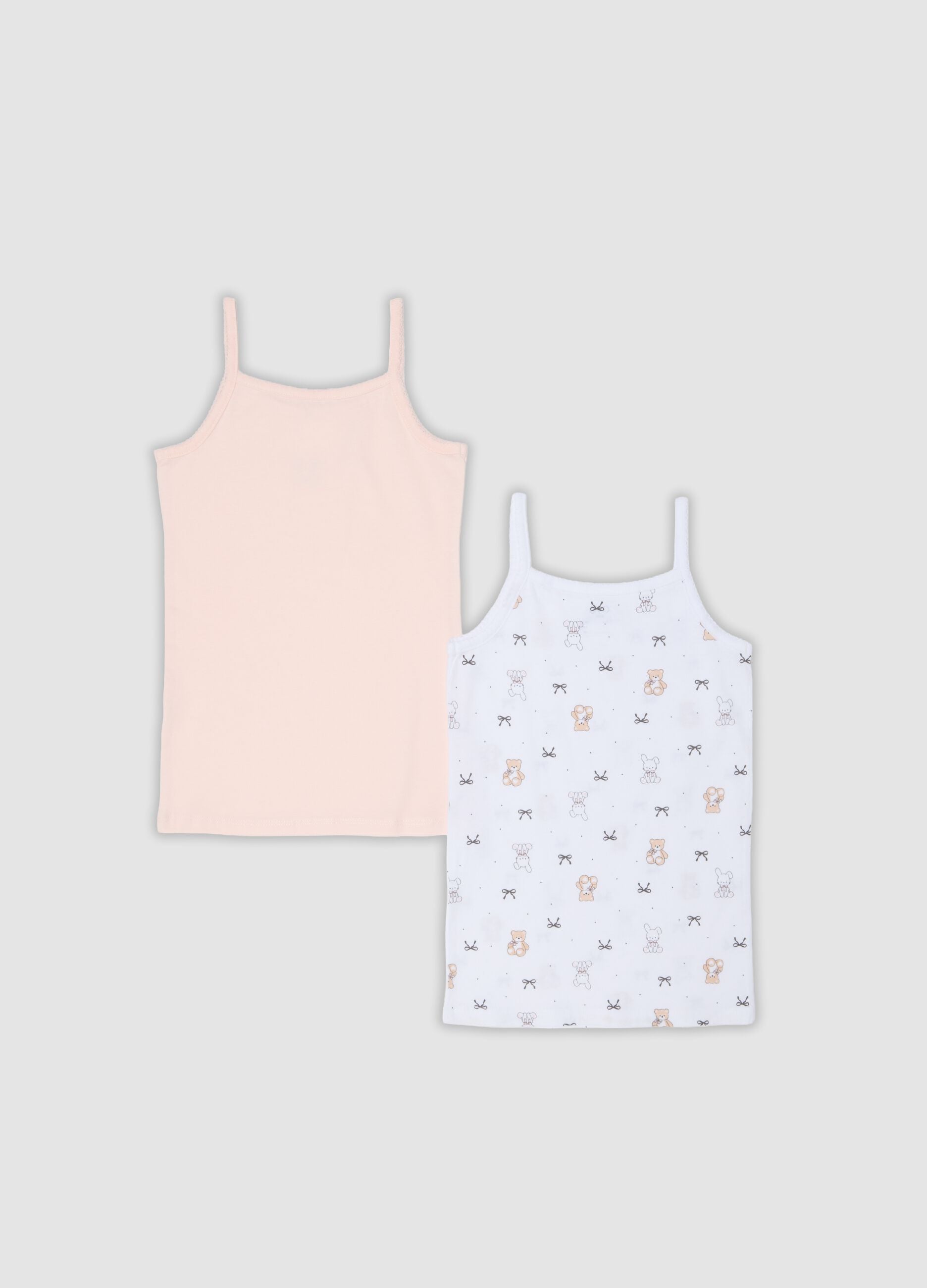 2-pack of pink and white organic cotton vests, regular fit