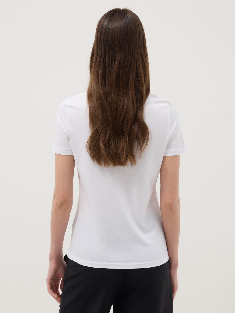 White pure cotton regular fit T-shirt with print_3