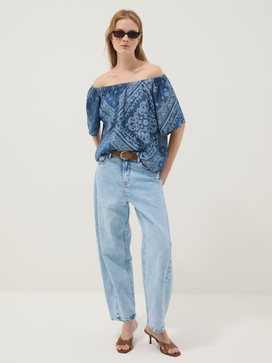 Blue pure lyocell paisley print blouse, regular fit_2