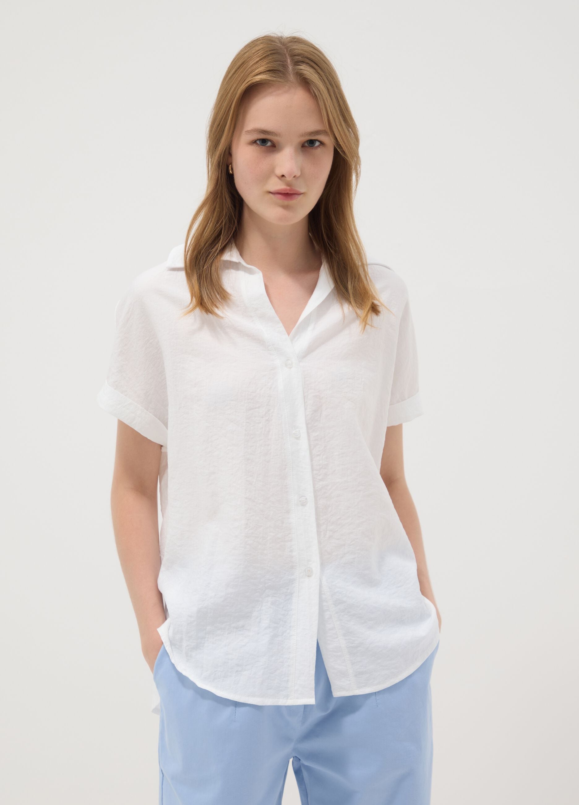 White viscose-blend shirt