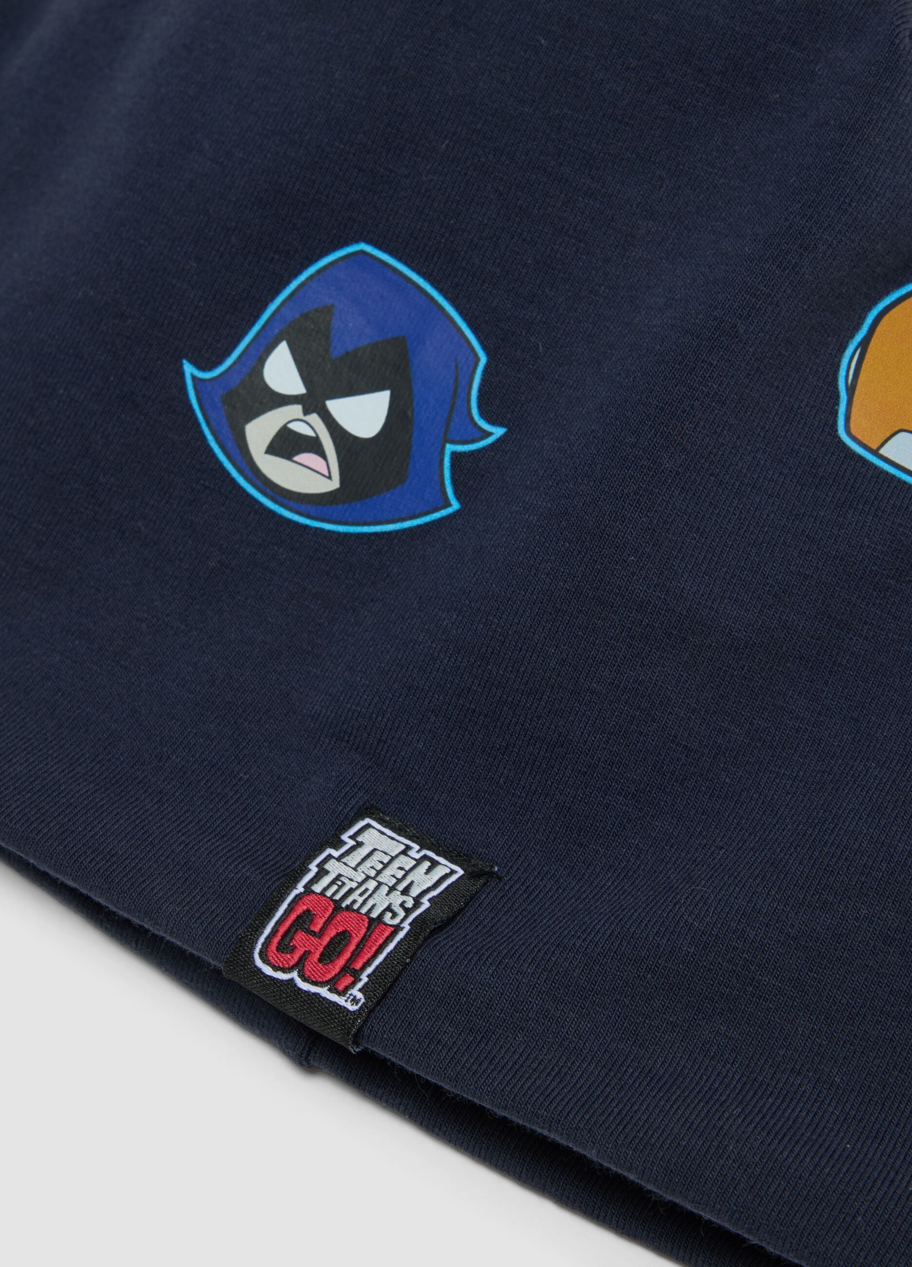 Blue stretch cotton hat with Teen Titans Go print for boys