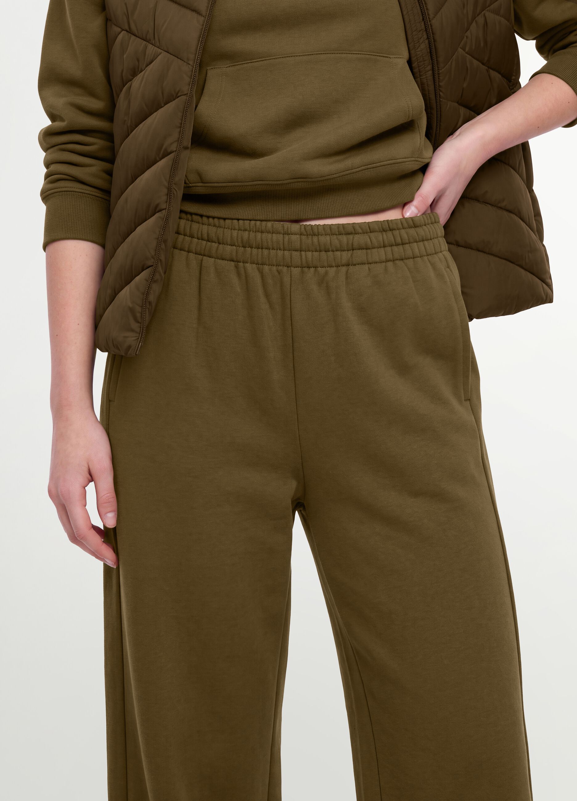 Green cotton-blend straight-fit joggers