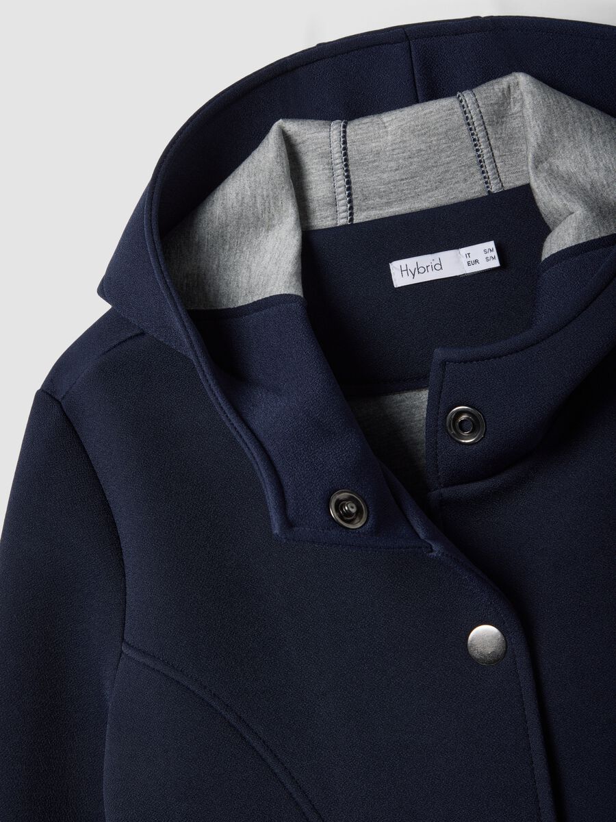 Blue regular fit jacket with hood and buttons_5