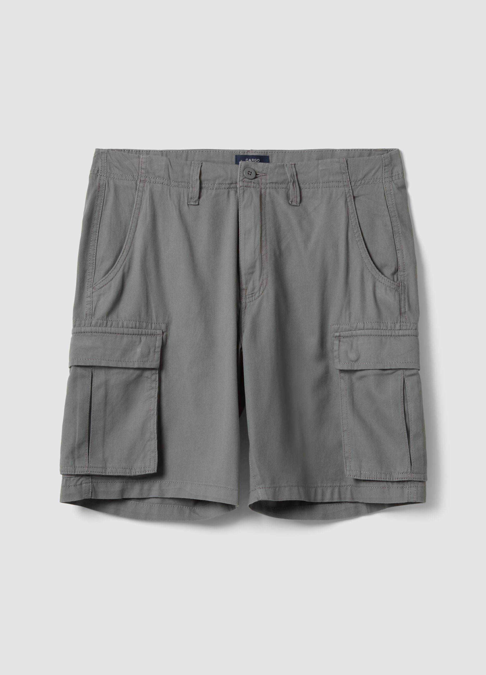Grey pure cotton regular-fit cargo shorts