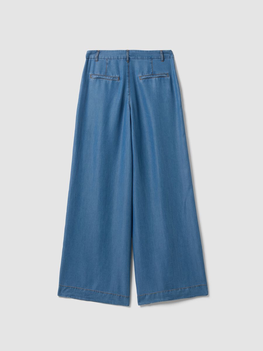 Light blue wide-leg denim trousers in pure lyocell_5