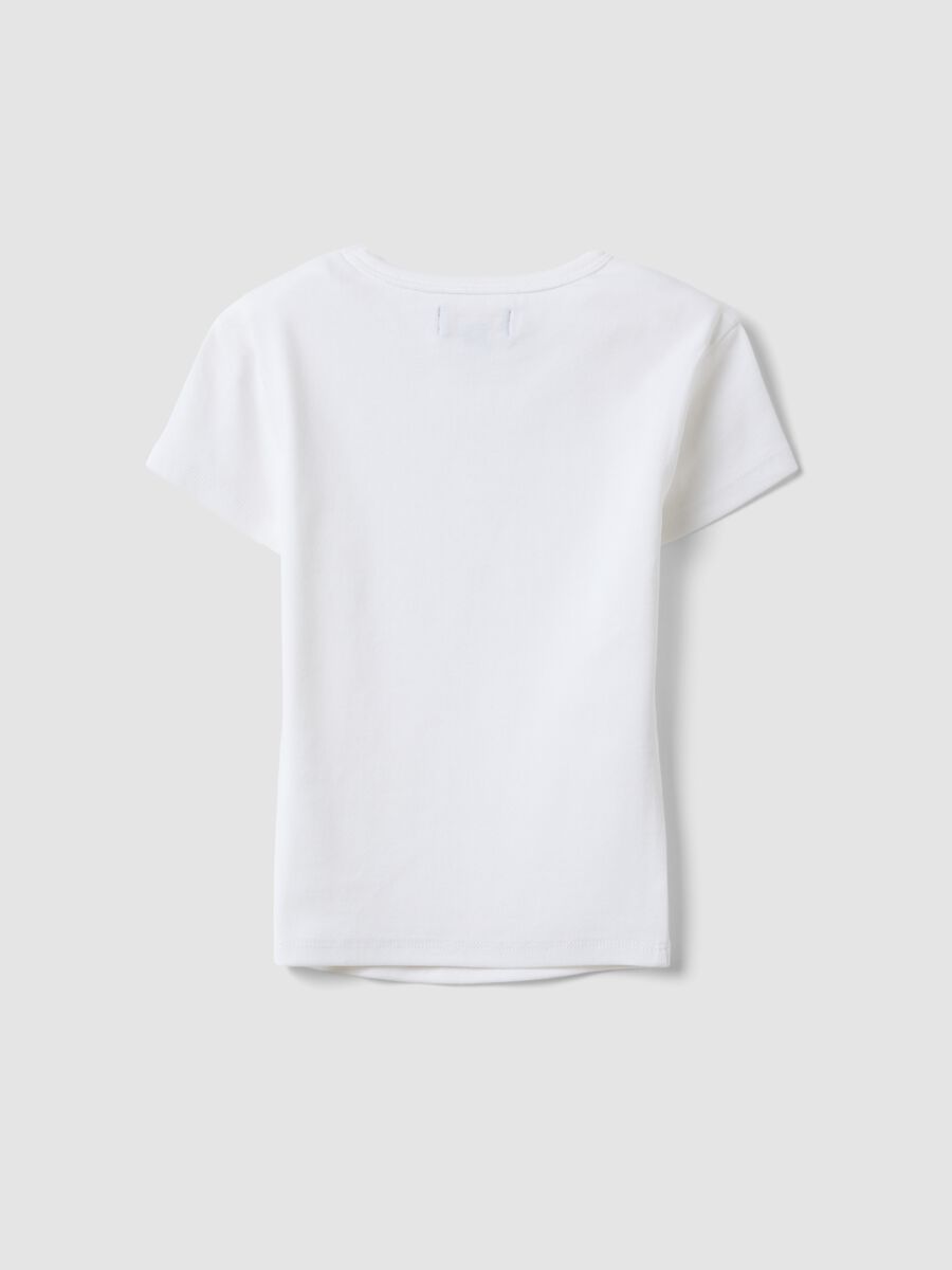 T-shirt fitted in cotone elasticizzato bianca da ragazza_4