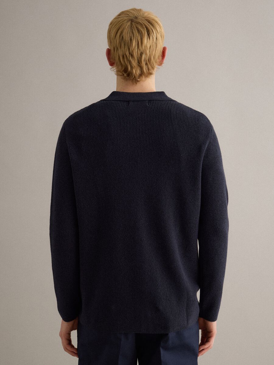 Cardigan in puro cotone blu regular fit_4