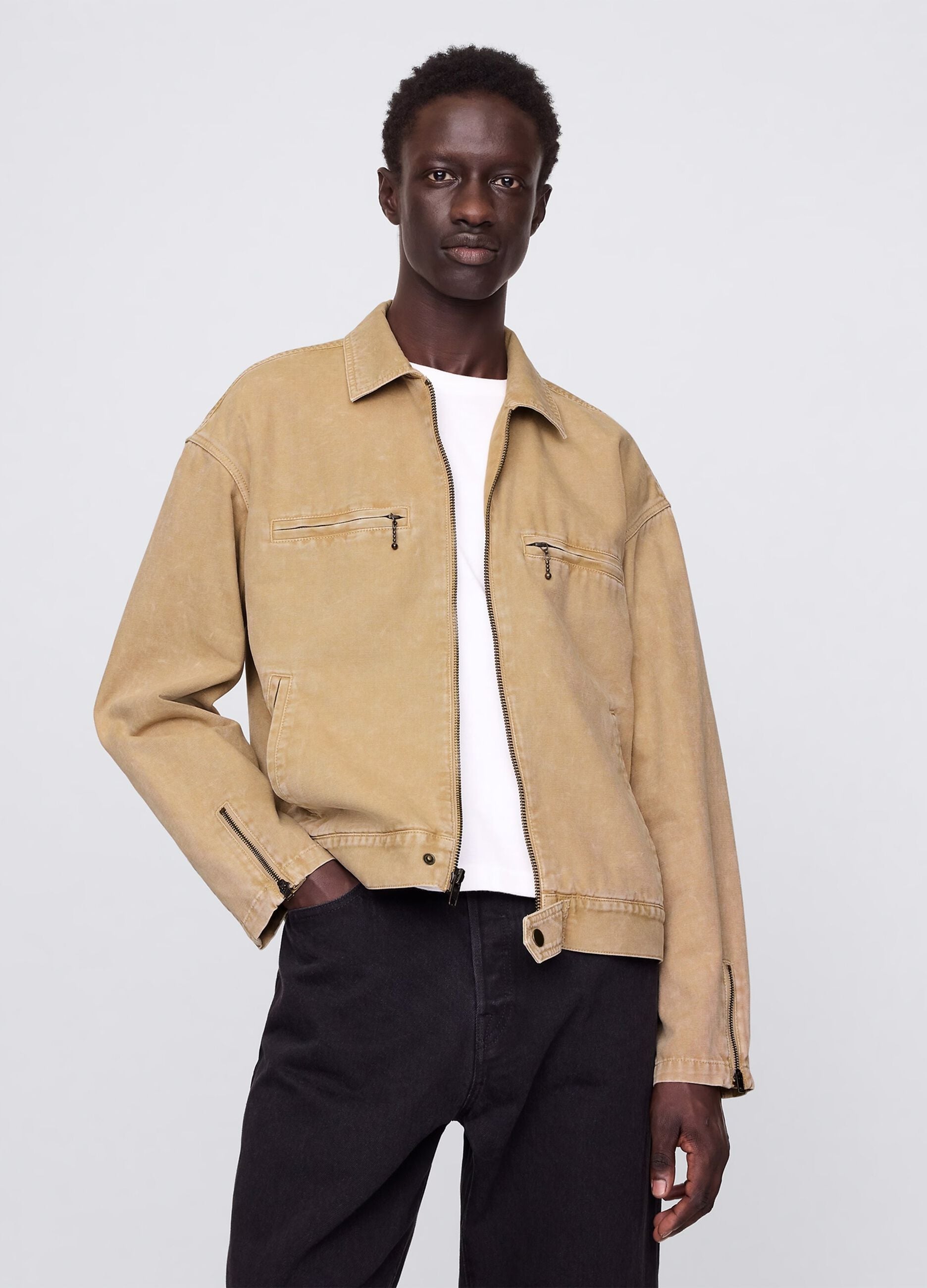 Beige lightweight jacket in 100% cotton