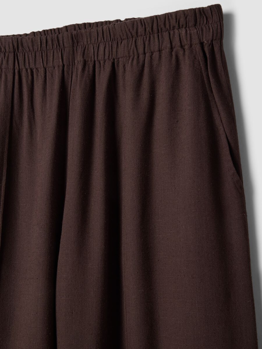 Brown viscose and linen-blend straight-fit trousers_5