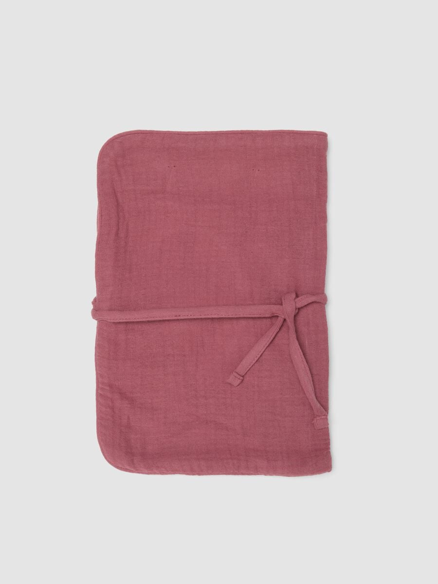 Pink portable changing mat in pure cotton with floral print_0