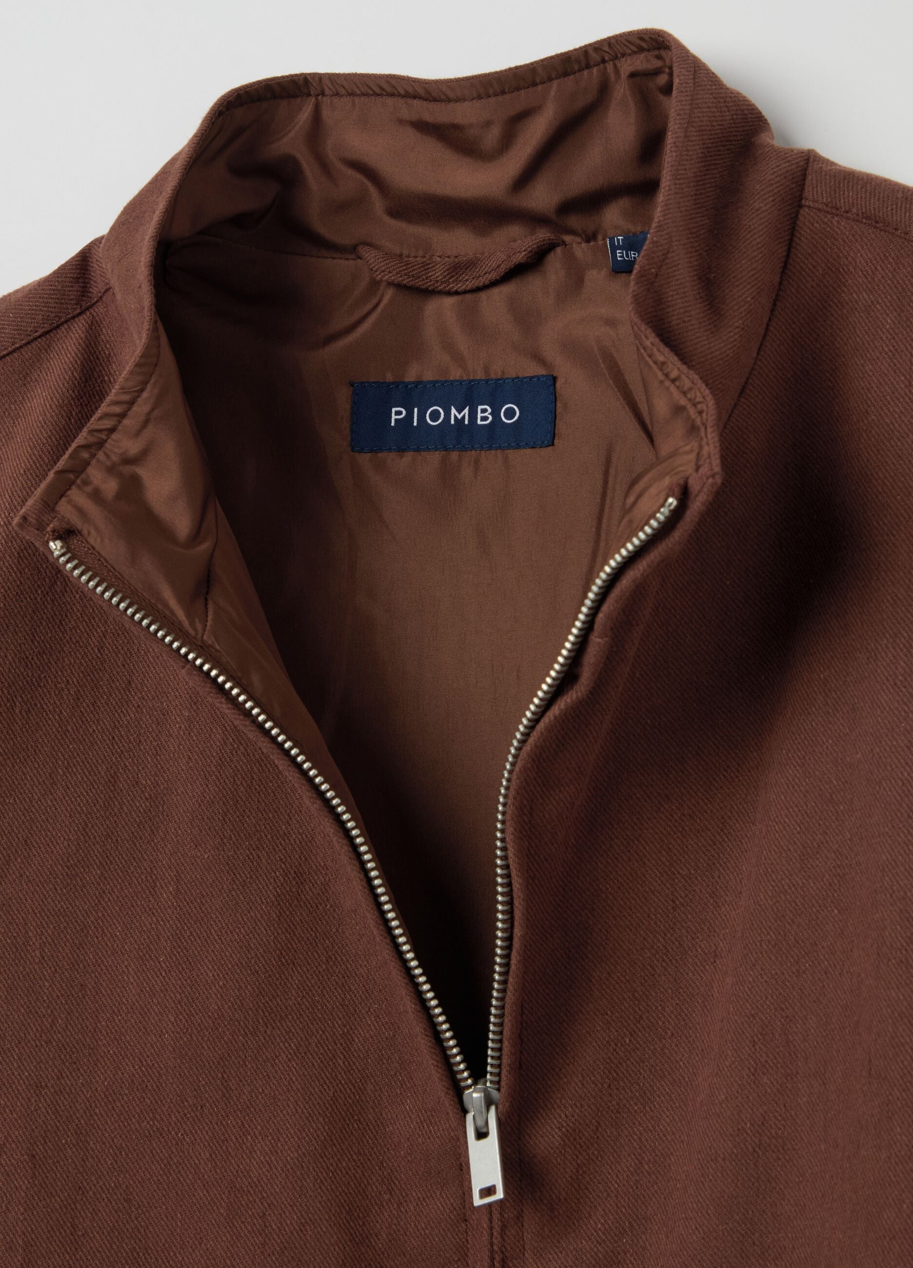 Full-zip bomber jacket in cotton and linen