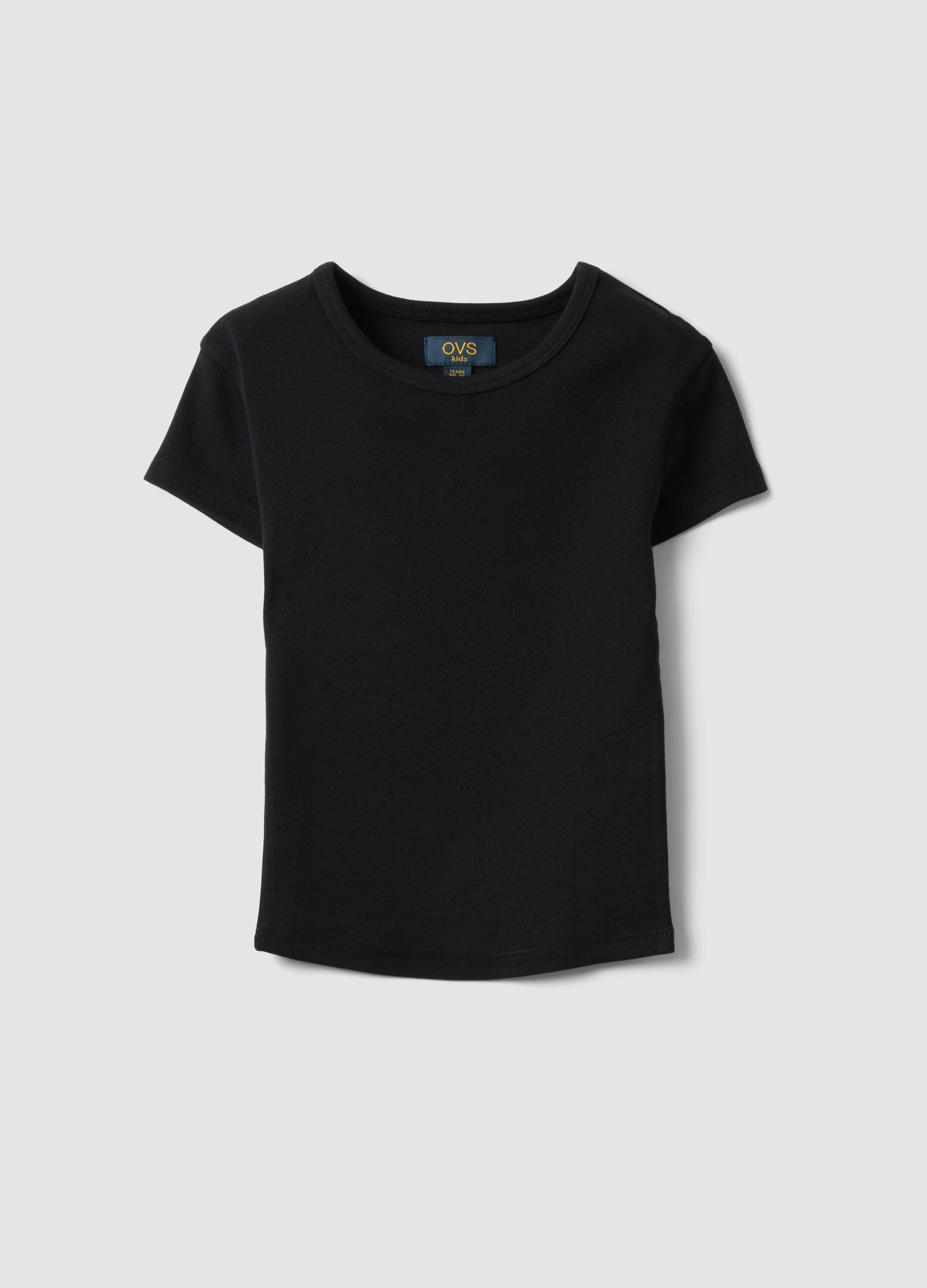 Girls&rsquo; black fitted stretch-cotton T-shirt