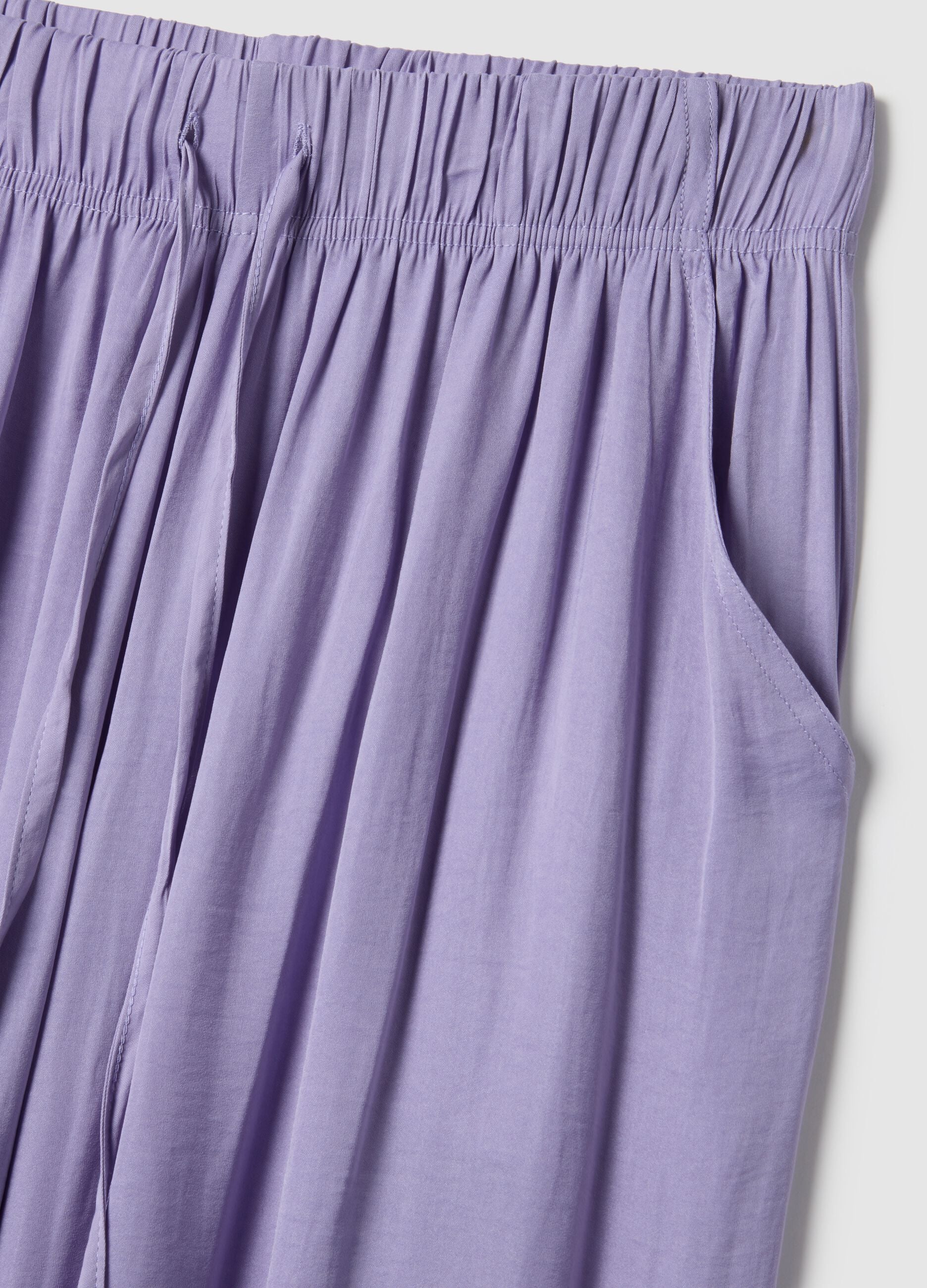 Regular fit purple pure cotton trousers
