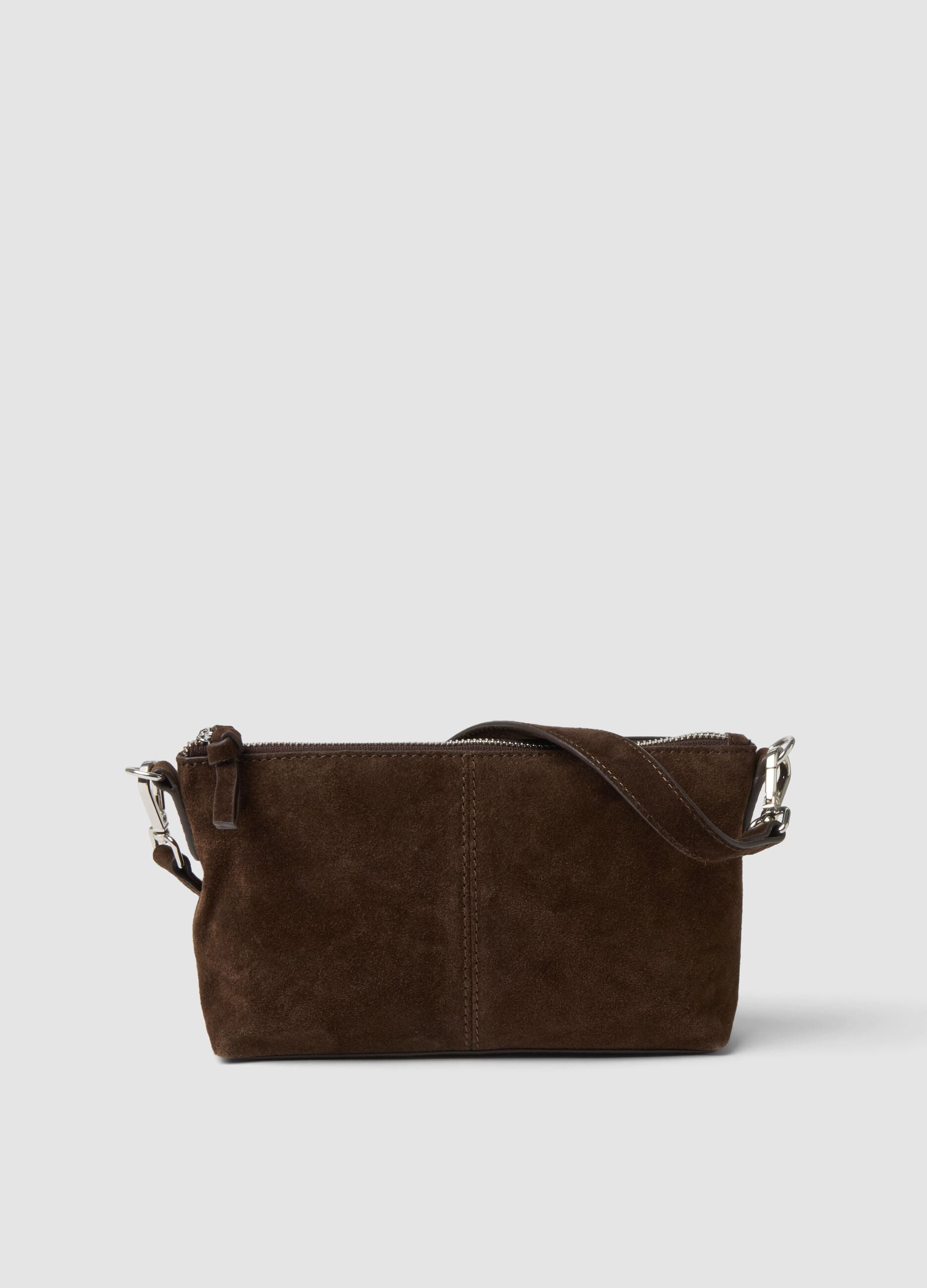 Brown genuine leather crossbody bag