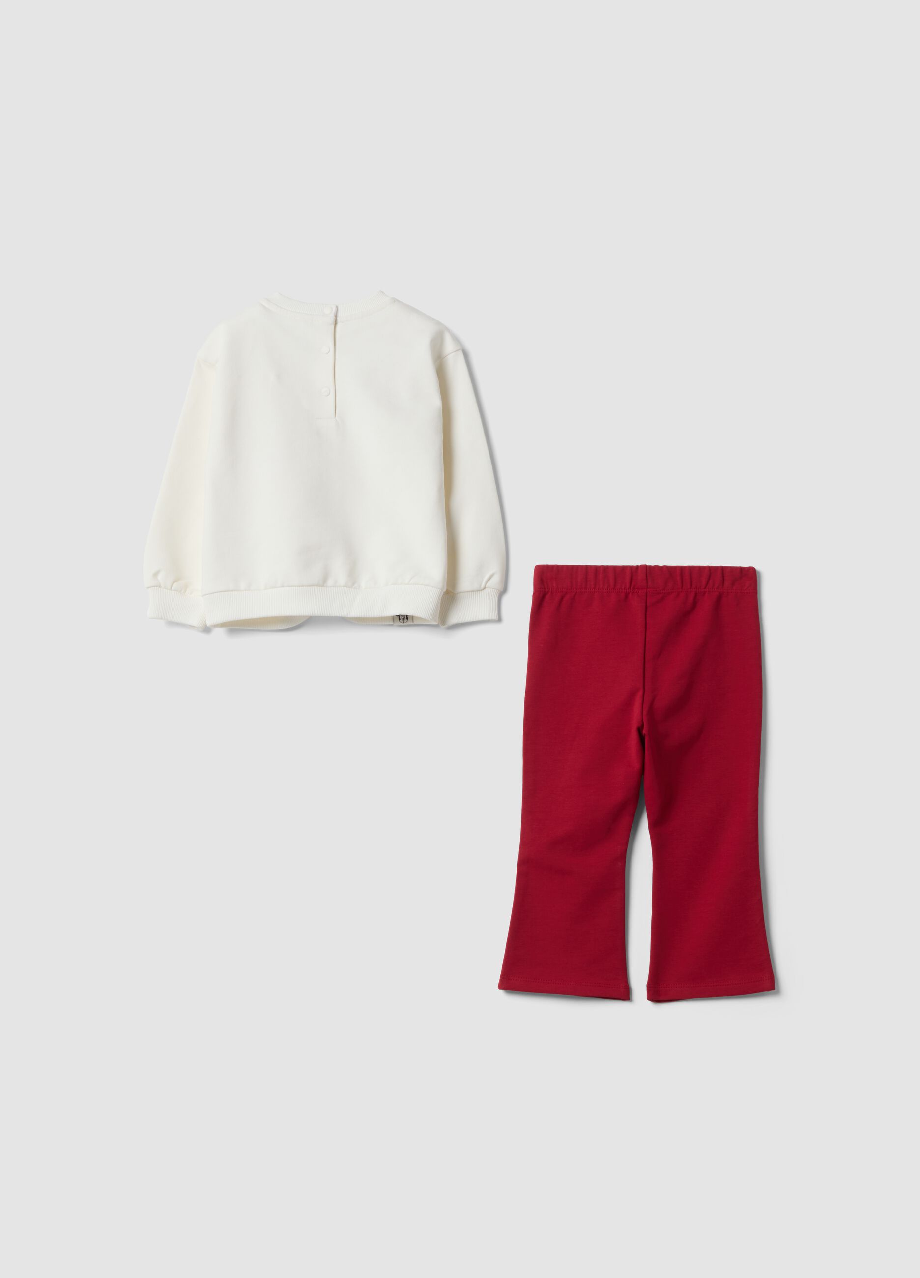 White and red stretch organic cotton set with Minnie print