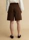 Brown denim pure cotton wide-leg shorts_2