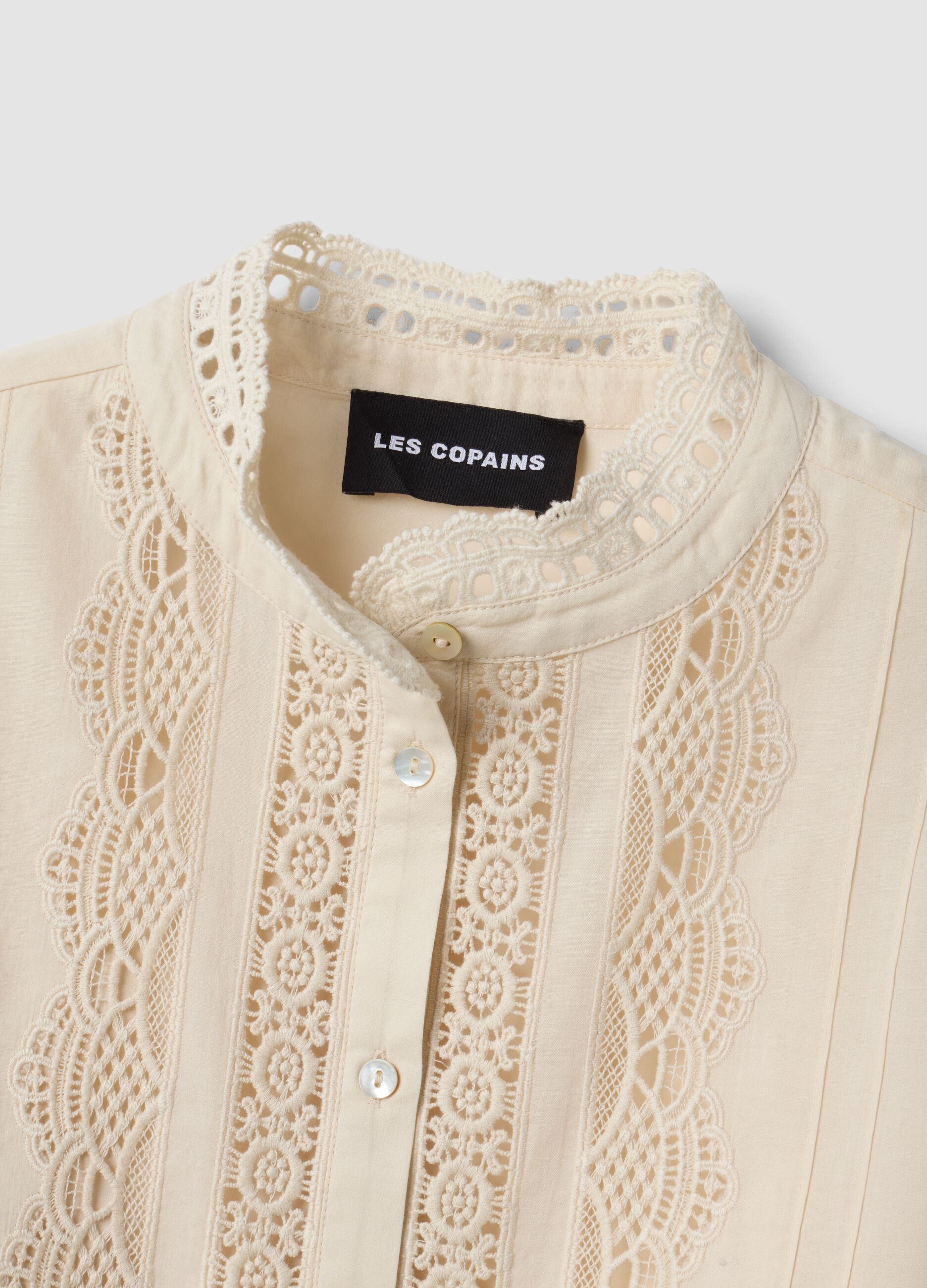 White pure cotton shirt with lace