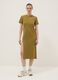 Green midi dress in stretch cotton with side slit_0