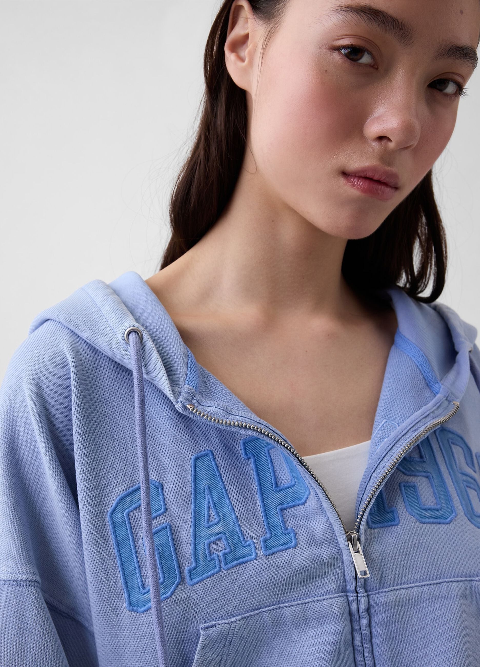 Cotton-blend full-zip hoodie
