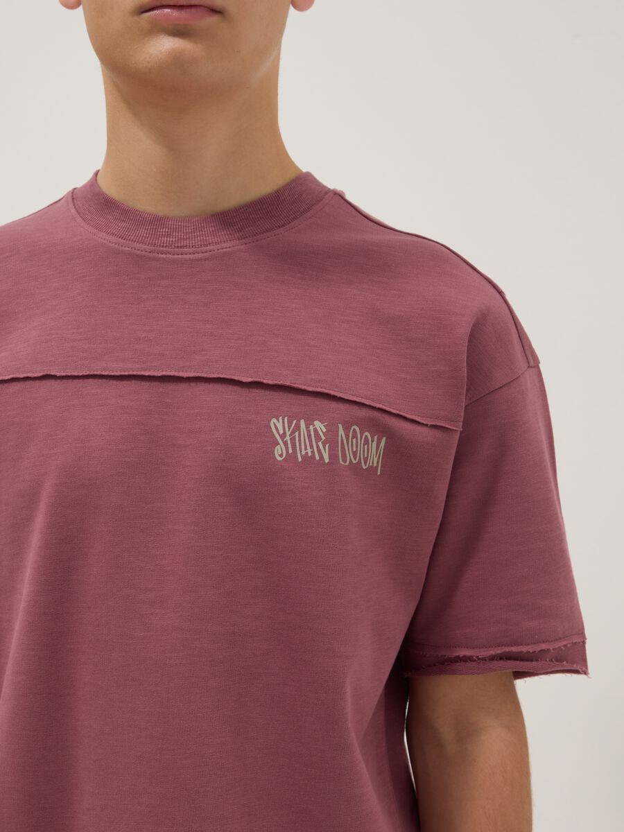 T-shirt rossa in puro cotone a maniche corte per ragazzo over fit_2