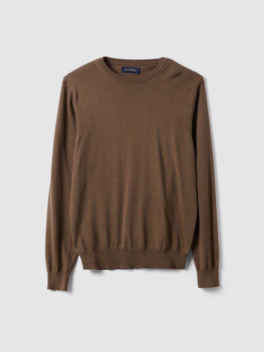 Maglione marrone in puro cotone_5
