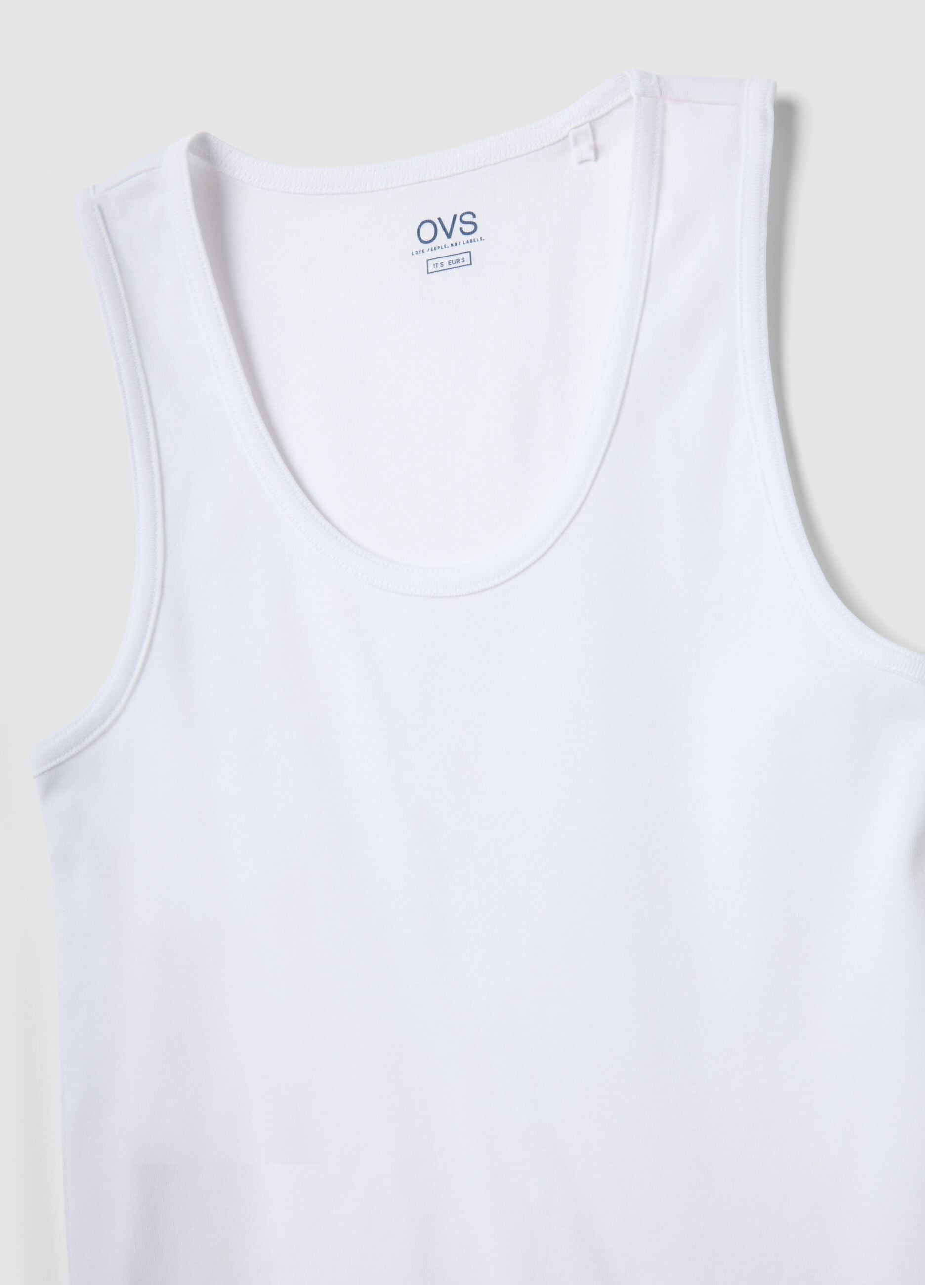 White pure cotton vest top, regular fit