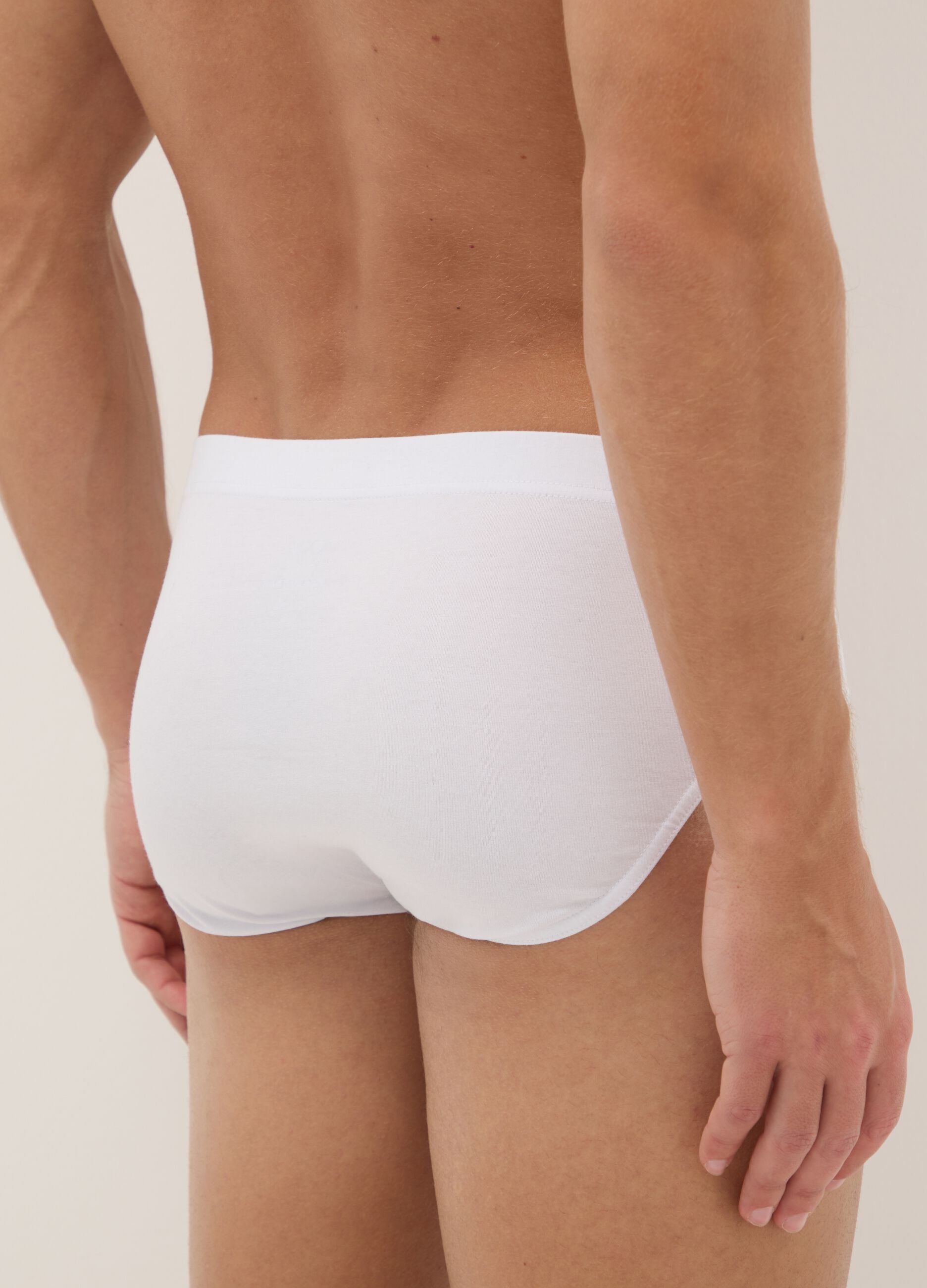 Multipack regular fit white cotton stretch briefs