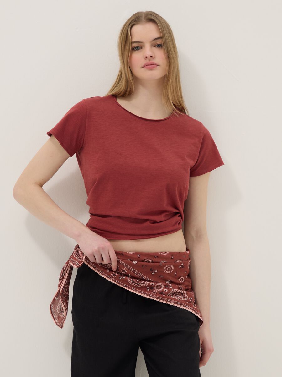 Red pure cotton short-sleeve T-shirt, regular fit_1