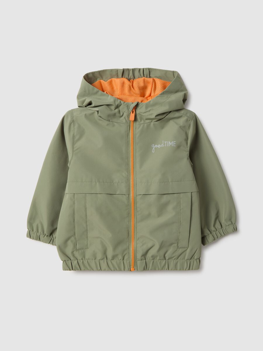 Giacca verde da bimbo regular fit con zip integrale e cappuccio_0