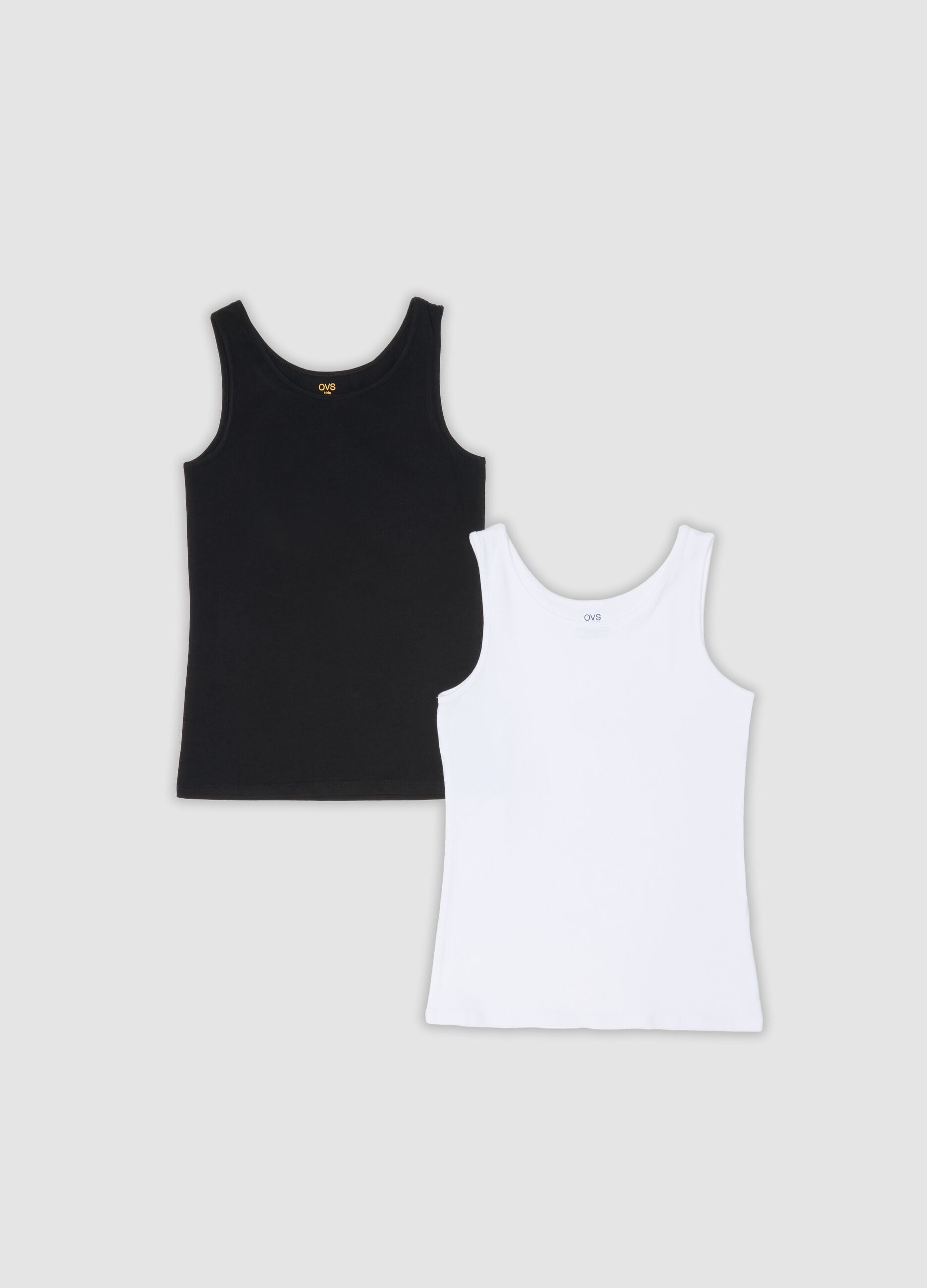 2-pack of black and white organic cotton jersey vests for girls