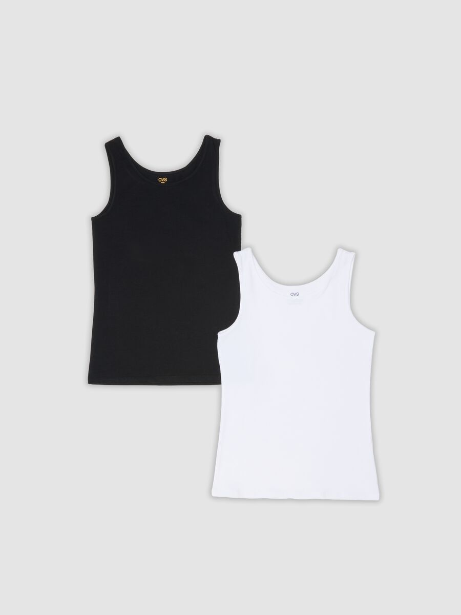 2-pack of black and white organic cotton jersey vests for girls_0