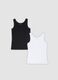 2-pack of black and white organic cotton jersey vests for girls_0