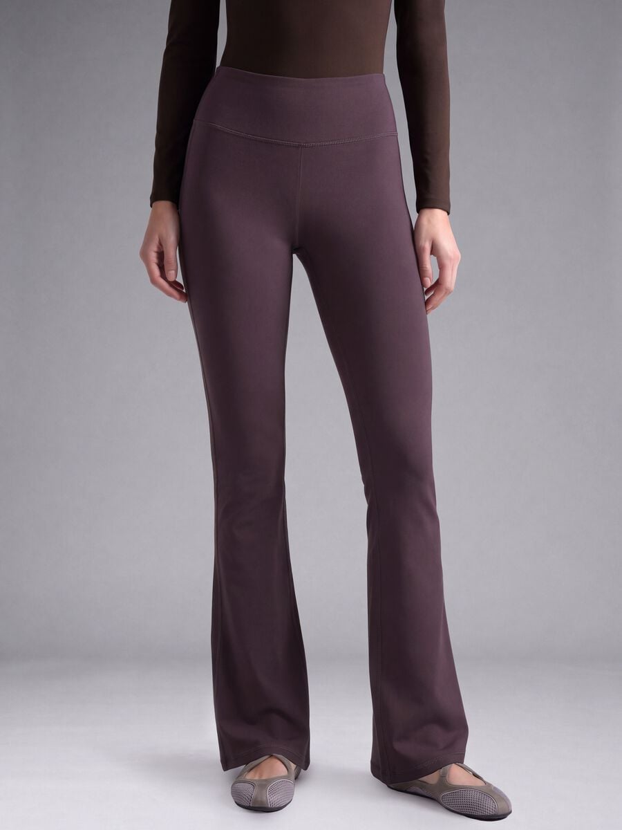 Purple flared leggings in breathable stretch fabric ALTAVIA STUDIO_2