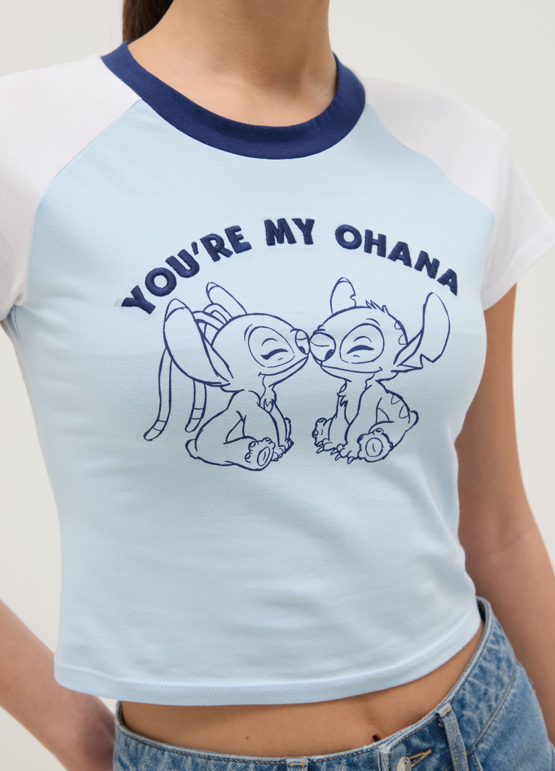 Multicoloured regular fit cotton blend t-shirt with Lilo & Stitch print