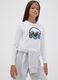 White pure organic cotton T-shirt with ribbed neckline for girls_0