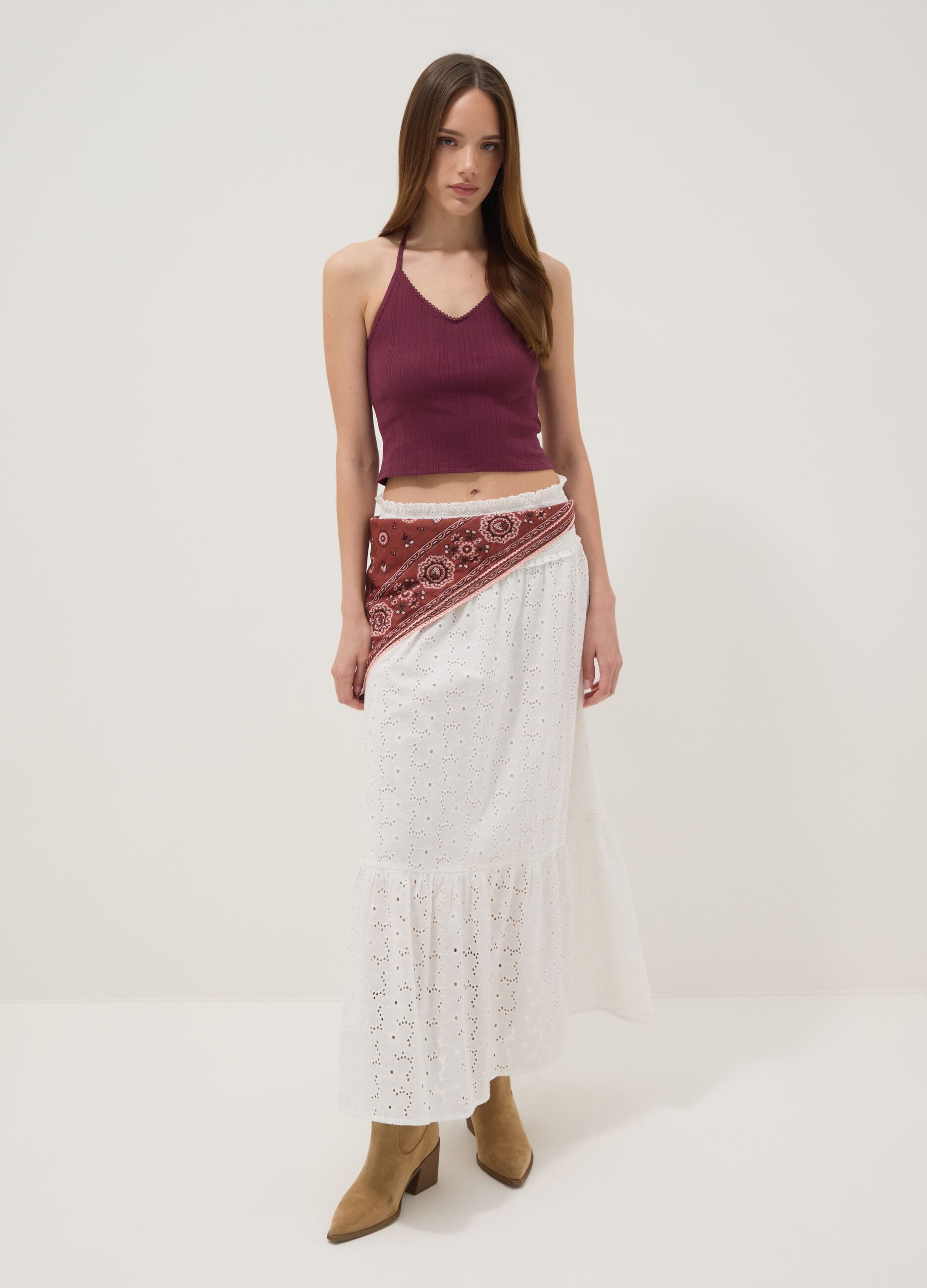 Purple ribbed pure cotton top