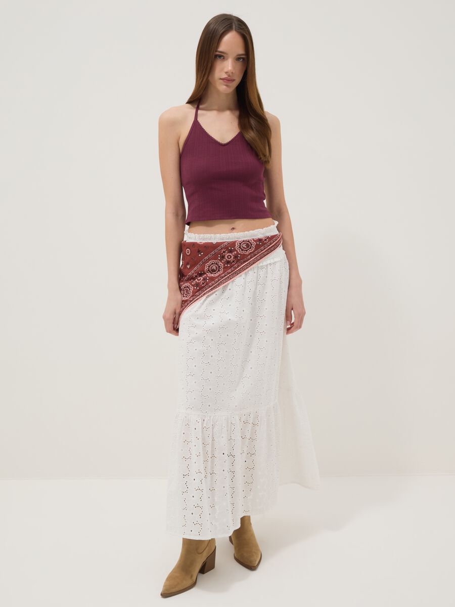 Purple ribbed pure cotton top_2