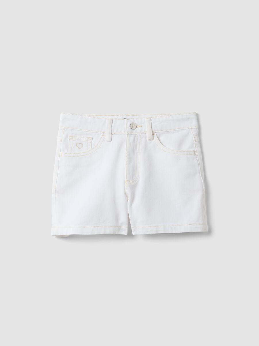 White pure cotton five-pocket shorts_3