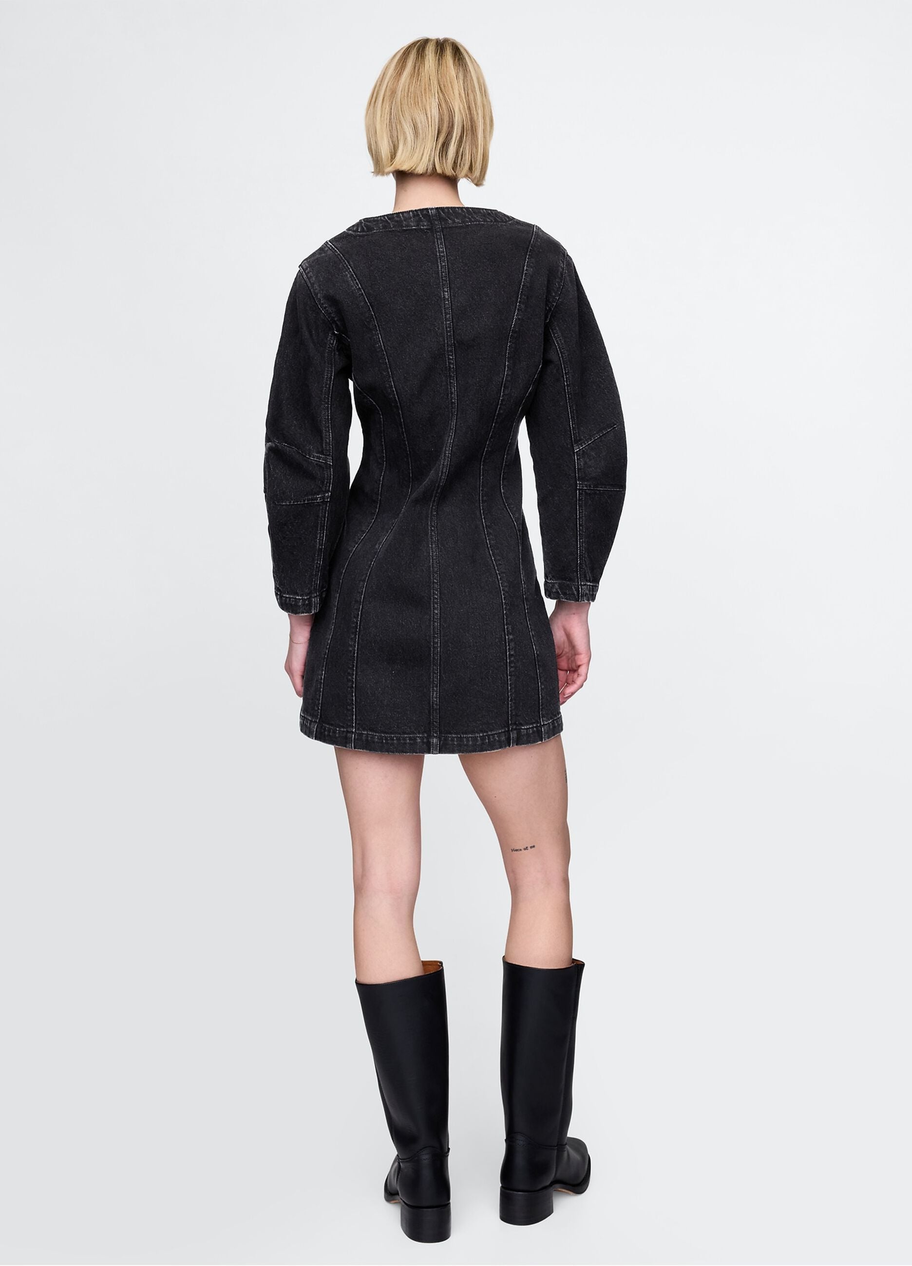 Black Denim Dress with Buttons Gap