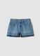 Blue pure cotton denim shorts for girls, straight fit_3
