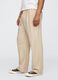 Beige wide leg trousers in linen and cotton_1