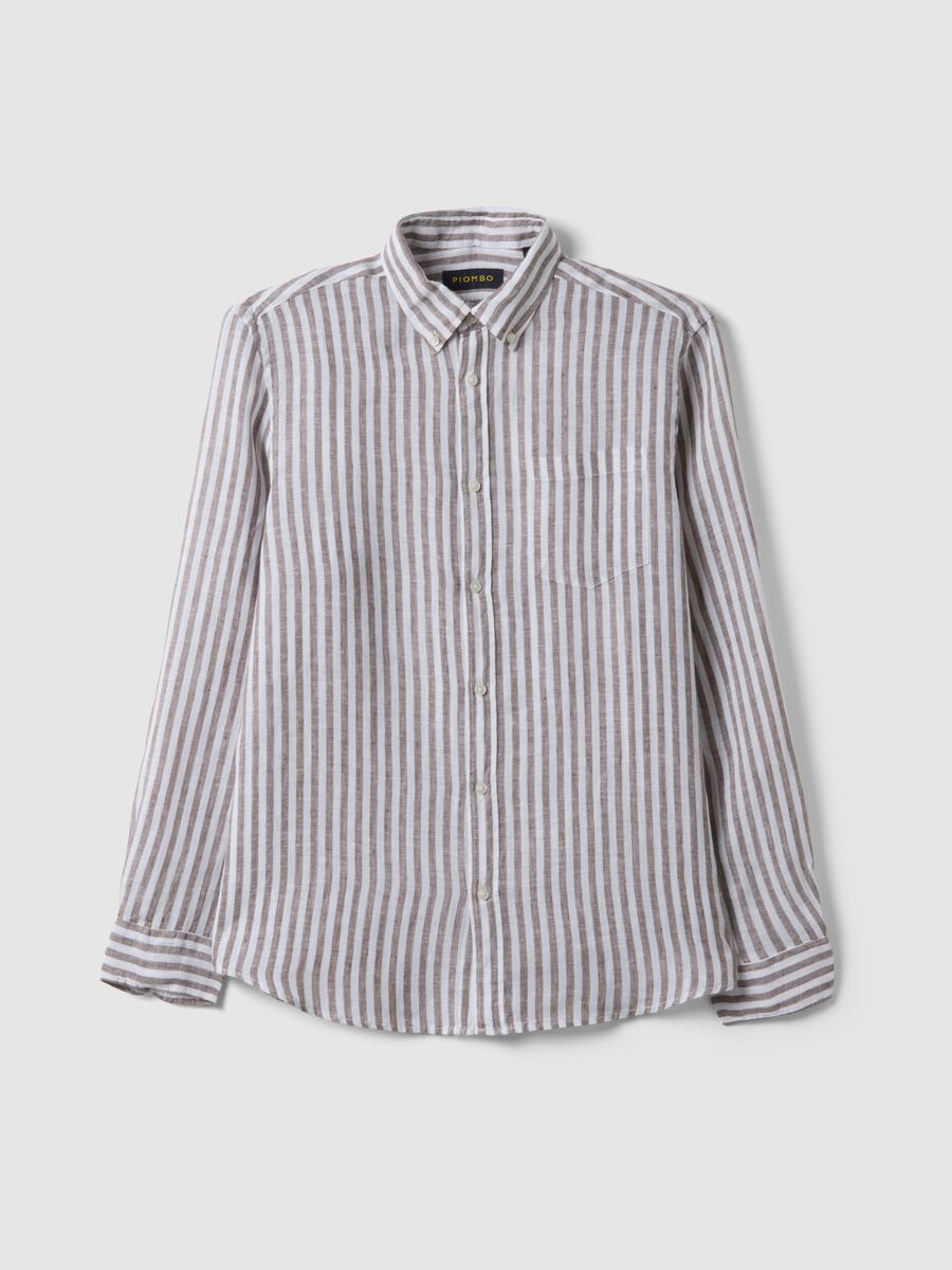 Long-sleeve pure linen multicolour striped shirt regular fit_4