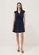 Blue pure cotton V-neck dress_1